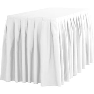 LTC LINENS Table Skirt White for 4 Feet Rectangular or 48 Inch Round Table - 14 ft Pleated Table Skirting Cloth Polyester for Banquet, Wedding (13" x 10" (Rectangular))