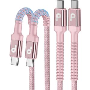 USBC Cable 10FT, 2Pack Long USBC Fast Charging Cable, Nylon Braided USB C to USB C iPhone Charger Cord Compatible with iPhone 17/16/15/Pro Max/Plus/Samsung Galaxy S23/LG and More-Pink