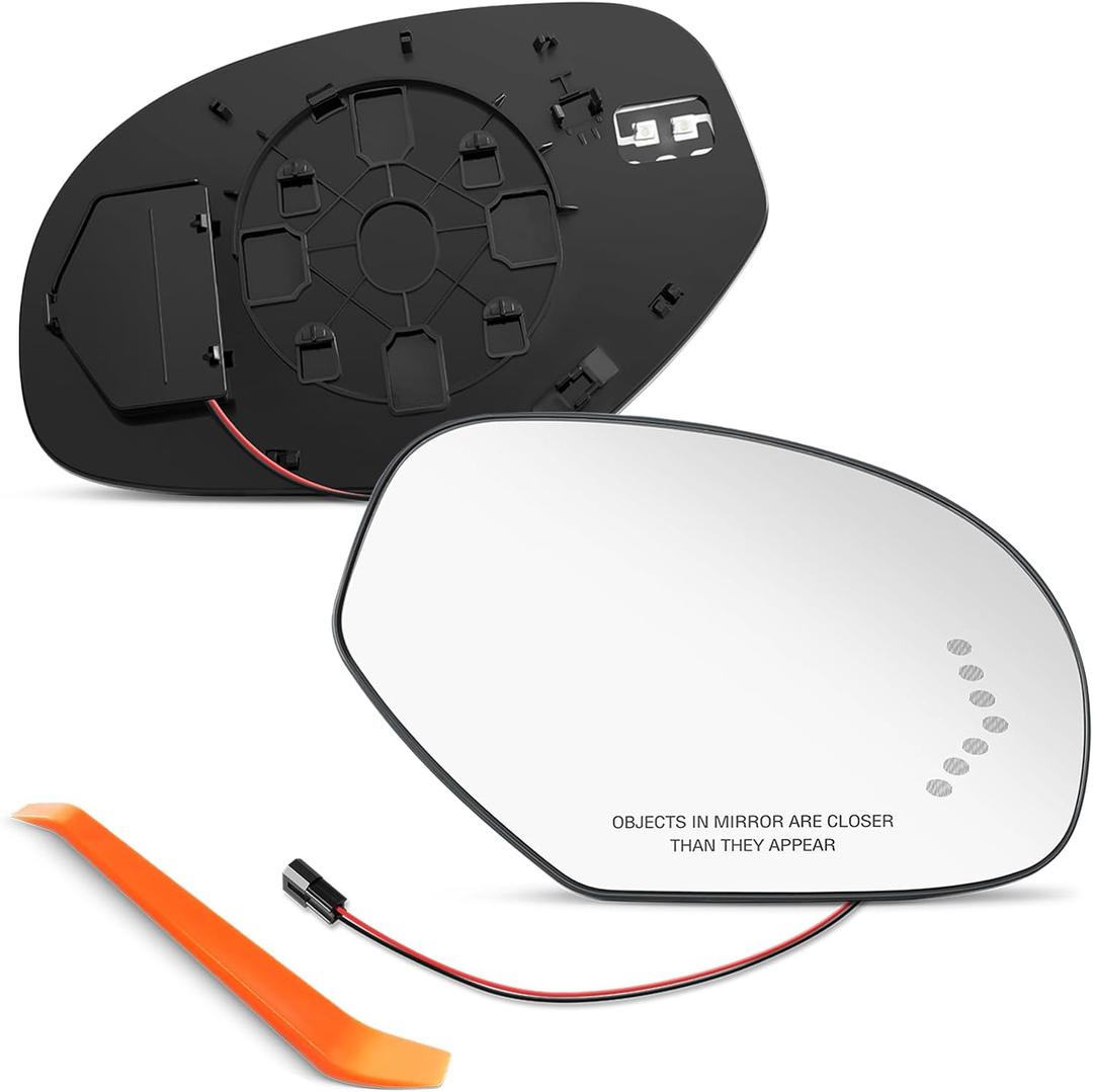 Passenger Side Heated Mirror Replacement for 2007-2013 Chevrolet Silverado, Tahoe, Chevy Suburban, Avalanche, GMC Yukon, Cadillac Escalade, GMC Sierra - Right Side Mirror Glass with Turn Signal