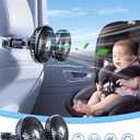 Car Fan for Back Seat [Comes with Car Charger] 360 Degree Rotatable USB Car Seat Fan for Baby Rear Facing - 3 Speeds Separate Control for Vehicles SUV RV