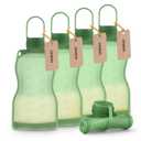 haakaa Silicone Breast Milk Storage Bag 9 oz- Reusable Milk Collector Freezer Bag for Breastfeeding Mom - Baby Food Storing Yummy Pouch - Breast Pump Bag - Self Standing -Leakproof - 5 Count,Pea Green