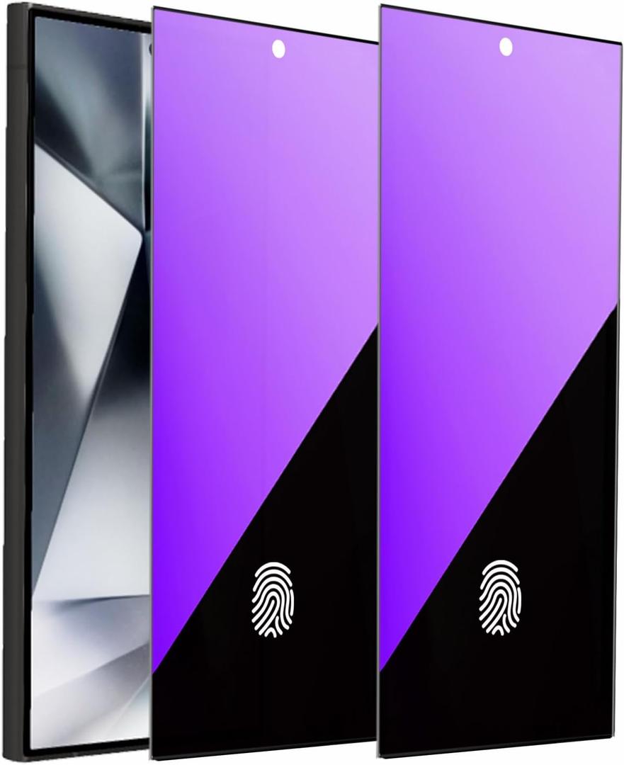2 Pack Anti-Blue Privacy Tempered Glass for Samsung Galaxy S24 Ultra Anti-Spy Screen Protector Film Support Finger Unlock 6.8 inch