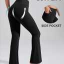Pioneer Camp Women's Flare Yoga Pants Bootcut Flared Leggings with Pockets High Waist Tummy Control Bell Bottoms Gym Workout (Large, Black)