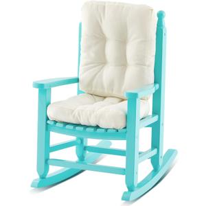 Yalikop Kids Rocking Chair Cushion Pad Set Child Rocking Chair Outdoor Wooden Rocker Kid's Patio Rocker for Porch Balcony Lawn Indoor Outdoor(Blue,Ages 2-5)