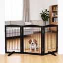 Dog Fence Indoor,Dog Gate Indoor for Doorway pet gate -3-Panel Freestanding, Hallways, House or Stairs -60x24-Inch Retractable Foldable Expandable Wood Pet by SFJC (Grey) ﻿