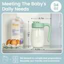 32oz Breast Milk Storage, Glass Formula Mixing Storage with Lid - Heat & Cold Resistant, Leak-Proof Container for Preparing Baby Bottles, Large Mouth for Easy Cleaning & Storage (199mm)