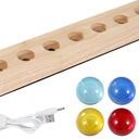 7 PCS Healing Crystal Spheres with LED Wooden Stand, 1.5 inch Colorful Glass Energy Balls Set with Geometric Carvings Inside, Meditation Decor & Ambient Night Light for Home Office