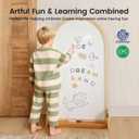 Tiny Land Kids Easel Large 22"x40.5" Writing Area Double-Sided Magnetic Chalkboard & Whiteboard, Wooden Arch Drawing Board with Stand, Toddler Art Easel with Letters & Animal Magnets