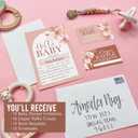 Hadley Designs Baby Shower Invitations For Girl -15 Baby Shower Invites for Girl with Diaper Raffle & Book Request Cards, Boho Babyshower Invitations with Envelopes, Hello Baby