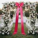 118x28 Inch Extra Large Wedding Bow Giant Wall Satin Bow Decoration with Long Streamers Huge Oversized Topper Decor for Room Backdrop Tree Topper Holiday Party Door(Hot Pink, Satin)