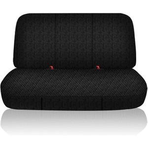 Heavy-Duty Textured Truck Bench Seat Cover Universal Fit for Ford for Chevrolet for Dodge Trucks Full Size Pickup Trucks, Stretchable Fabric with Storage Pockets - Black