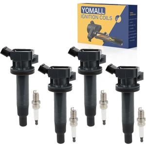 4PCS UF247 Ignition Coils + 4PCS 7092 Iridium Spark Plugs Ignition Coils Pack Fits for 2000-2008 Corolla, 2003-2008 Matrix, 2000-2002 Prizm 1.8L, Coil Pack Set Aftermarket Parts