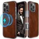 LOHASIC Designed for iPhone 16 Pro Leather Case, Strong Magnetic Business Style Compatible with MagSafe Luxury Classic Protective Cover 6.3 inch 2024, Dark Brown