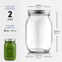 Paksh Novelty Wide Mouth Mason Jars With Lids 32 oz Glass Quart Mason Canning Jars, Large Mason Jar Wide Mouth for Canning, Pickling, Jelly Preserving & Meal Prep, 2-Pack