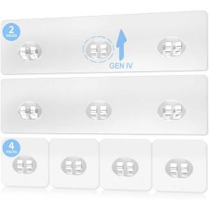 Elegant Shower Caddy Adhesive Replacement, 6 PCS Strong Waterproof Adhesive Hooks and Strips for Shower Shelf and Bathroom Storage Shelf, No Drilling Also Fit Kitchen Rack