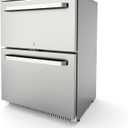 24-Inch 136 cans Outdoor Drawer Refrigerator, 4.7 cu. ft. Built-In Outdoor Drawer Beverage Cooler, 26F Outdoor Drawer Beverage Refrigerator, SUS304, Dual Mode Lockable, ETL Certified