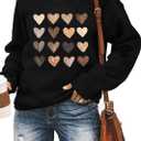 Yimoya Valentine Sweatshirt - Women's Cute Leopard Love Heart Shirt Gift (Black)