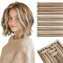 Short Clip in Hair Extensions Real Remy Human Hair,S-noilite Short Hair Extensions Clip ins,Mini Clip in Extensions for Add Volume and Highlights,5 Pieces 38g 12 inch Sunlit Toffee Swirl Blonde, 2pack