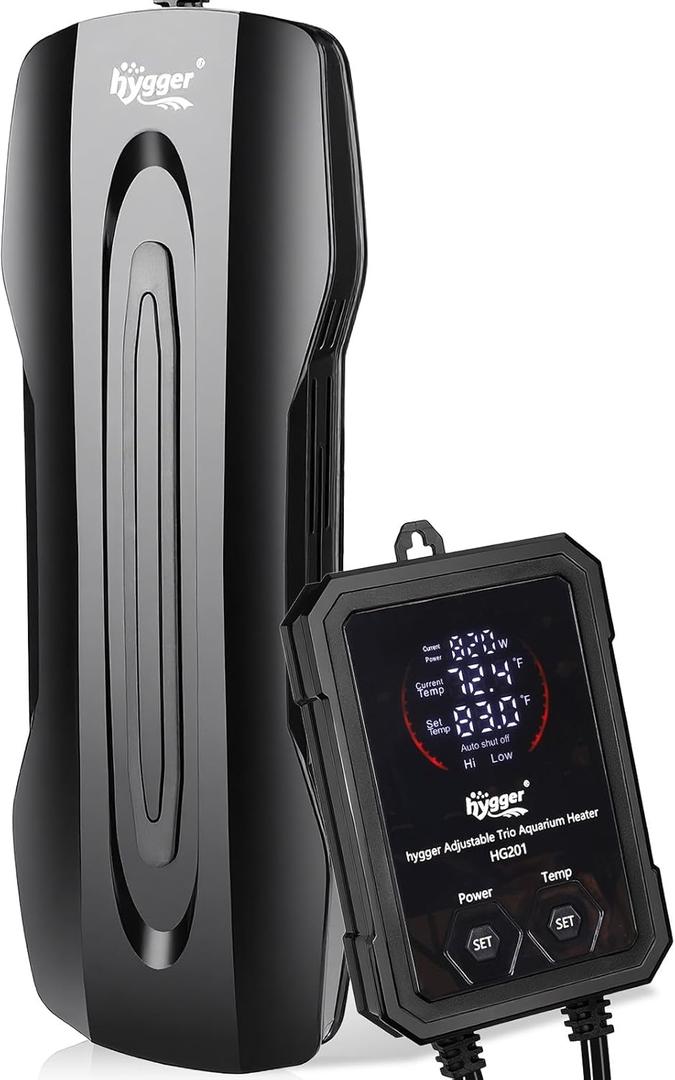 hygger Aquarium Heater Adjustable Triple-Power, Submersible Fish Tank Heater Four Season Power Change, with Digital Controller Abnormal Error Stop Protection for Freshwater Saltwater (400W-800W-1200W) (95Gal ~ 140Gal)