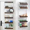 ELEV8N Over-The-Door Organizer – 6-Tier Wooden Pantry Storage Shelf with 12 Hooks, Wall-Mount or Hanging Spice Rack for Kitchen, Bathroom, or Closet