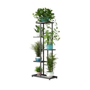 LINZINAR Plant Stand Indoor Outdoor Metal 5 Tier 6 Potted Multiple Flower Pot Holder Shelf Planter Display Shelving Unit for Patio Garden Corner Balcony Living Room (5 Tier 6 Potted, Dark Grey)