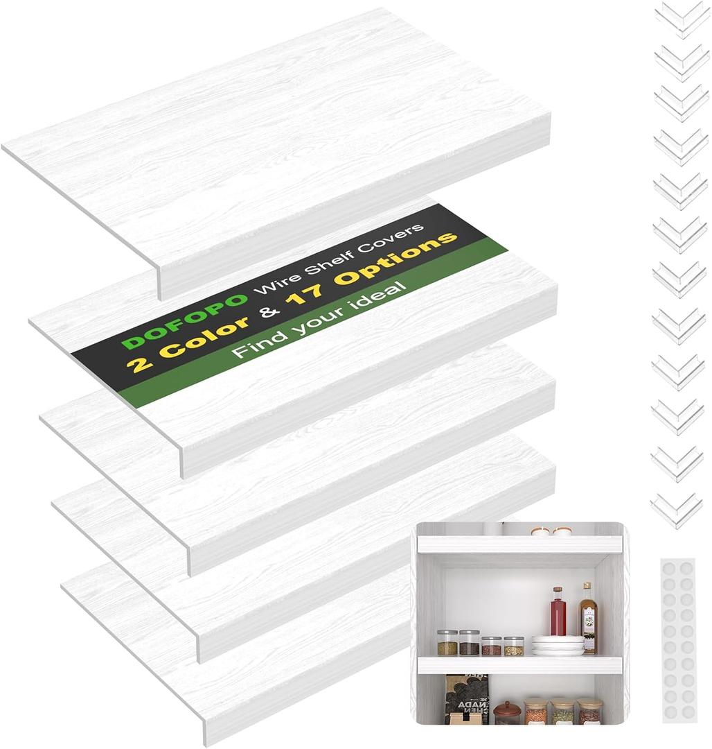 Wire Rack Covers, Foamed PVC Wire Shelf Covers for Pantry Removable Closet Cabinet Bathroom Kitchen Shelving Decoration(White,24x16 inch)