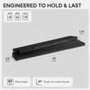 Homeforia Black Floating Shelf 48 inches, High End Solid Real Wood 48 inch Long Floating Shelves for Wall, Black Wooden 48inch Large Floating Shelves, Heavy Duty Bracket, 48 X 6.5 X 1.75 in, Set of 3
