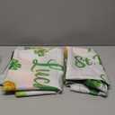 Breling 3 Pcs St Patricks Day Kitchen Curtains Valances and Tiers Set for Windows Green Shamrock Gnomes Irish Clover Decor Short Curtain Set for Bedroom Window Treatment Decor Party Favor Supplies