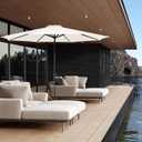 JEAREY 11' Patio Umbrellas Outdoor Table Market Umbrella w/Crank, 8 Sturdy Ribs, UV Protection Windproof for Garden, Deck, Backyard, Pool(Cream White)