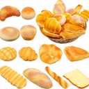 Chivao 12 Pieces Fake Food Realistic Artificial Slice Fake Decoration Macaroon Birthday Faux Simulation Croissant Model PU Photography Props(Bread)