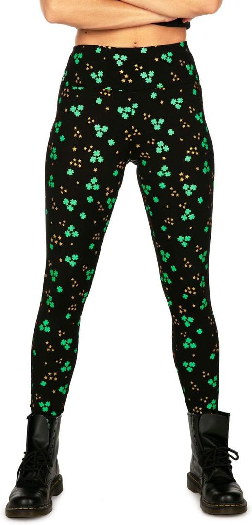Tipsy Elves Fun St. Patrick's Day Leggings for Women for Parties and Festivals High Waisted and Low Waisted Styles (Medium)