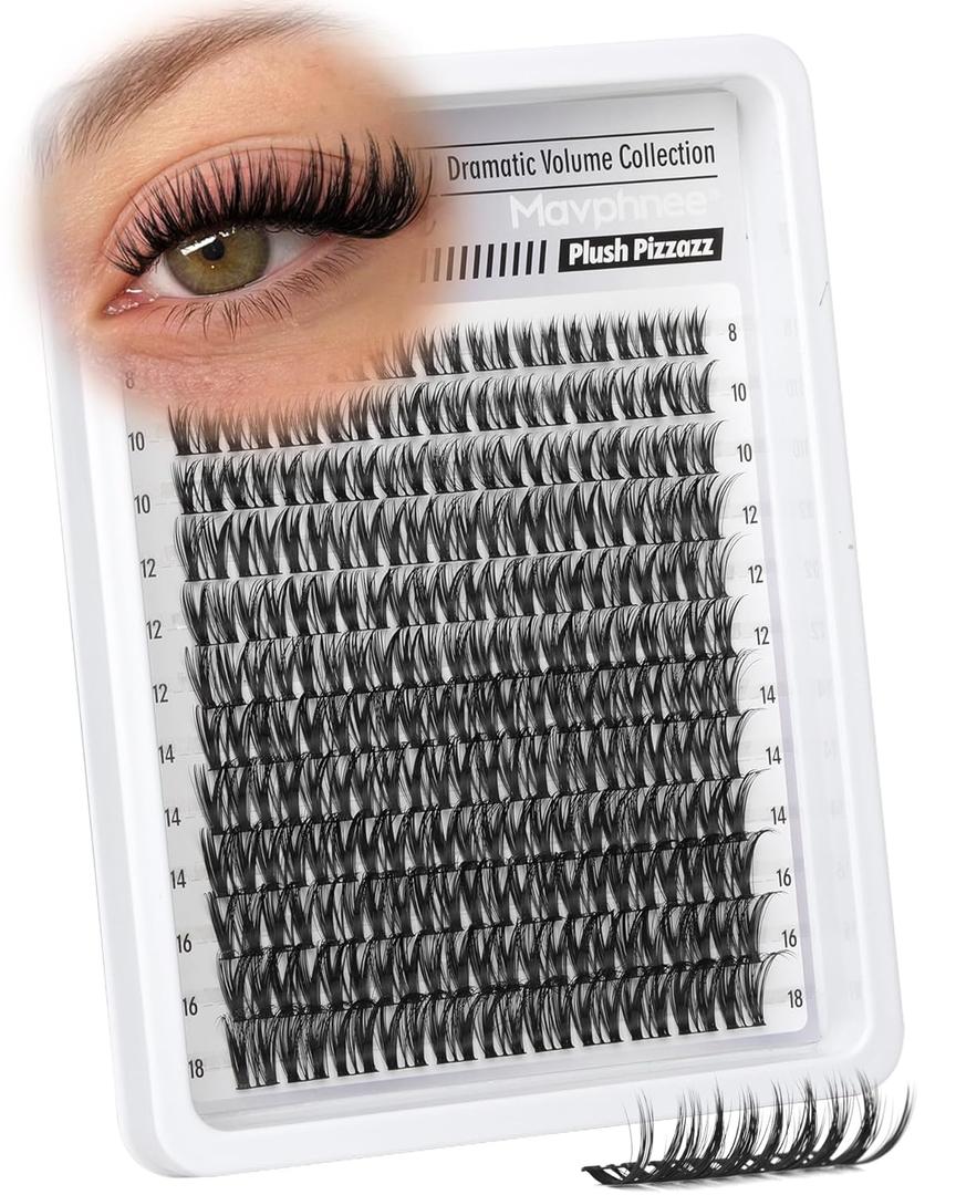 Lash Clusters Wispy Eyelash Clusters Ultra-Dense Individual Lashes Extensions Dramatic Cluster Lashes CD-Curly Cluster Eyelash Extensions Wet Look Natural 132PCS DIY Lash Pack (Flaunt, 8-18MM)