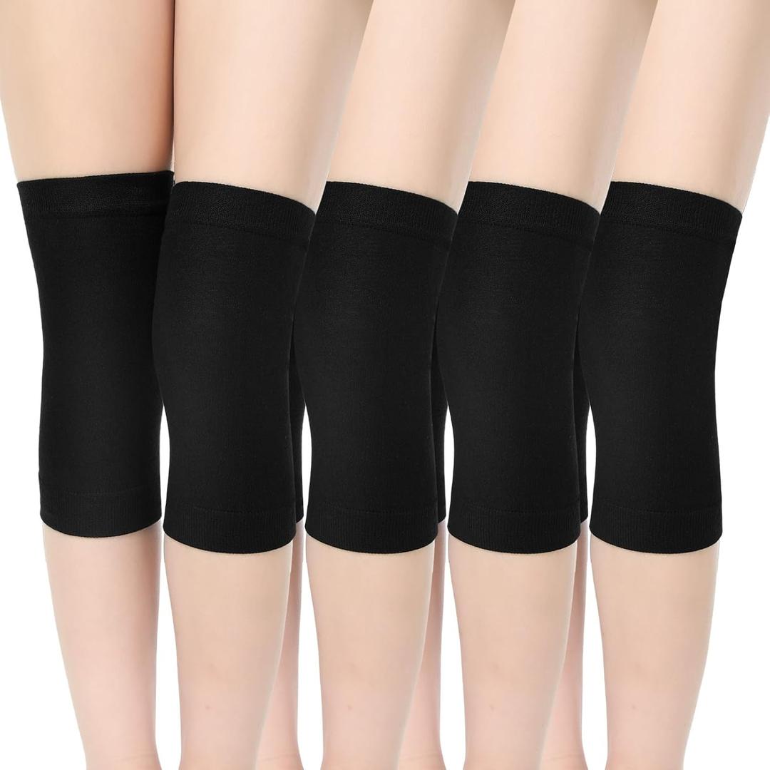 Geyoga 4 Pairs Knee Warmers for Women Men Breathable Leg Warmers Knee Brace Pad Leg Compression Sleeve for Cycling Running Sports(Black,Large)