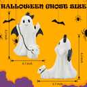 Ghost Walking Dog Statue Decor with LED, Halloween Spooky Ghost Dog Resin Figurine,Cute Light-Up Finger Ghost Decorations for Party, Home, Bedroom, Shelf, Table Centerpiece (Girl)