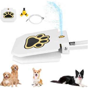 Dog Water Fountain Step On, Outdoor Paw Activated Drinking Pet Water Fountain, Upgraded Dog Sprinkler Pet Dispenser with Copper Valve Set,Fresh Water to Drink,Y Splitter Included,Easy to Train