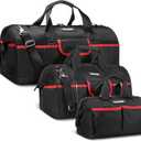 HAUTMEC 3-Piece Large Tool Bag Set (12 / 18 / 24), Heavy-Duty 1680D Wide Mouth Tool Bag with Metal Frame, Foldable Tool Tote Bag with Non-Slip Base, Double Zippers & Padded Shoulder Strap HT0297