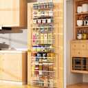 Moforoco White 9Tier Over The Door Pantry Organizer, Pantry Organization and Storage, Black Hanging Basket Wall Spice Rack Seasoning Shelves, Home Bedroom Storage