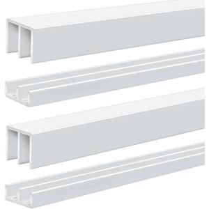 Landical 2 Set 3 ft White Aluminum Sliding Door Track Set for 1/4" Thick Panels Closet Glass Doors Cabinet Window Aluminum Alloy Metal Sliding Track