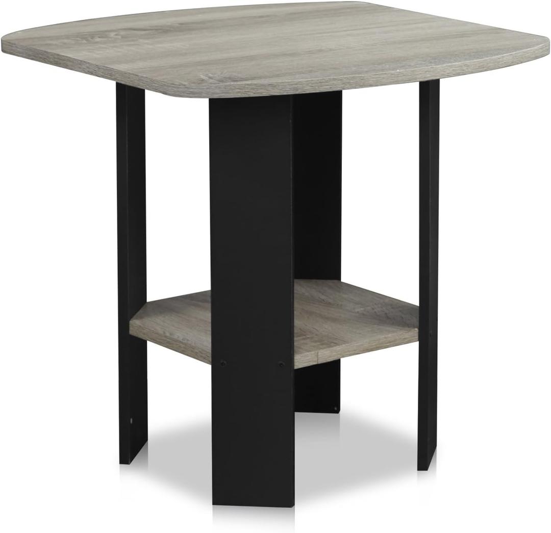 Furinno Simple Design End/SideTable, 1-Pack, French Oak Grey/Black (1-Pack, 2 Tiers, French Oak/Black)