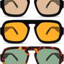 YDAOWKN Retro Square Aviator Sunglasses for Women Men Trendy Flat Top Sun Glasses UV Protection Vintage Shades