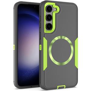 Designed for Samsung Galaxy S24 Plus (s24+) Case,Magnetic,Double Drop Protection Heavy Duty,Compatible with MagSafe,Dustproof,No Fading, No Yellowing,for Men Women,Grey Green