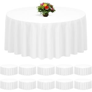10 Pack Round Tablecloth 90 Inch, White Round Tablecloth Stain and Wrinkle Resistant Polyester Table Cloth Washable Table Cover for Wedding Dinning Banquet Party Restaurant 10 Pack Round Tablecloth 90 Inch, White Round Tablecloth Stain and Wrinkle Resistant Polyester Table Cloth Washable Table Cover for Wedding Dinning Banquet Party Restaurant