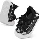 BARERUN Baby Shoes Baby First Walking Shoes Infant Sneakers Wide Toe Box Slip on Shoes Soft Sole Baby Boys Girls Crib Shoes Toddler Breathable Lightweight House Sock Shoes (Lattice Black)