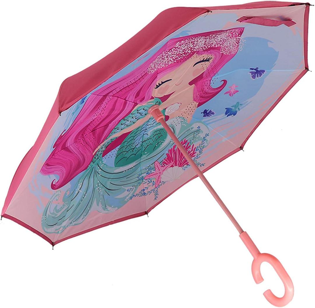 MRTLLOA 40/49/56 Inch Oversize Windproof Inverted Reverse Upside Down Umbrella, Golf Size Rain Umbrella, Double Layer, C-Shaped Handle for Men, Women and Kids