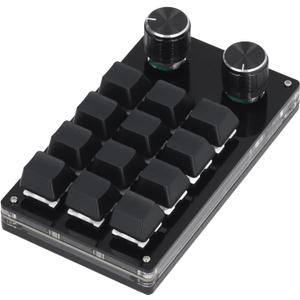 Diyeeni 12 Keys Macro Mechanical Keypad, Programmable Keyboard with 2 Knobs, Portable One Handed Fully Programmable Keypad, Gaming Keyboard, USB Wired, Saving Space