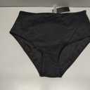 Tempt Me Womens High Cut High Waisted Bikini Bottoms Tummy Control Bathing Suit Bottoms Swim Bottom Swimsuit Bottom (Large, Black)