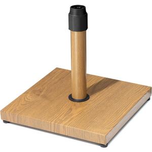 45lbs Patio Umbrella Base, Heavy Duty Fringe Umbrella Stand Pre-Filled Concrete, No Sand/Water Needed, Fits 6-12ft Market Umbrella, Wind-Resistant for Deck, Poolside, Balcony (Teak)