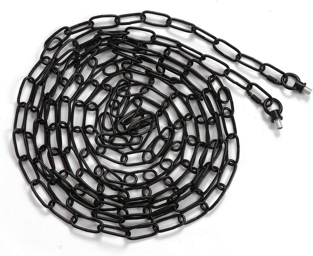 19ft Heavy Duty Chain for Light Fixture, Pendant Light Extra Chain Permits Installation of Chain-Hung Fixtures on High Ceilings with Max Fixture Weight of 65 Pounds, Black(L0580)
