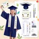 Lasnten Matte Kindergarten Graduation Gown Cap Tassel Set with 2026/2027 Charm Stole Accessories for Kids Grad Gift (Blue, M)