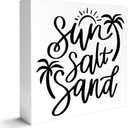 Pack Of 6 Beach Decor Wooden Box Sign, Beach Room Home Bedroom Bathroom Decor Beach House Ocean Coastal Sea Decoration, Sun Salt Sand, Beach Gifts for Women Men